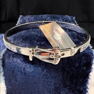 My Flat in London Queens Silver Buckle Oval Adjustable Bangle